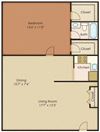 1 Bedroom 1 Bath Floor Plan 670 Square-Foot 1 Bedroom 1 Bath Floor Plan at Walker Mill Apartments, ZPM, District Heights, MD, 20747